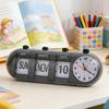 Perpetual Desk Calendar with Clock Vintage Manual Flip Calendar Digital Alarm Clock