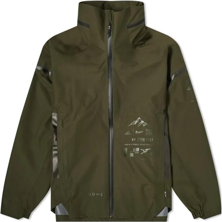 Adidas Loose Outdoor Sports Hooded Jacket Men Outerwear Night-Sky-Green H16253