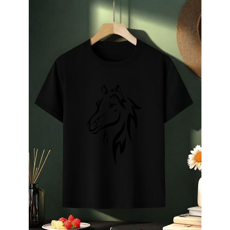 European sizes Girls  Casual  T-Shirt, Comfortable Round Neck Design, Short Sleeve Top, Suitable for Summer Wear 164cm чёрный