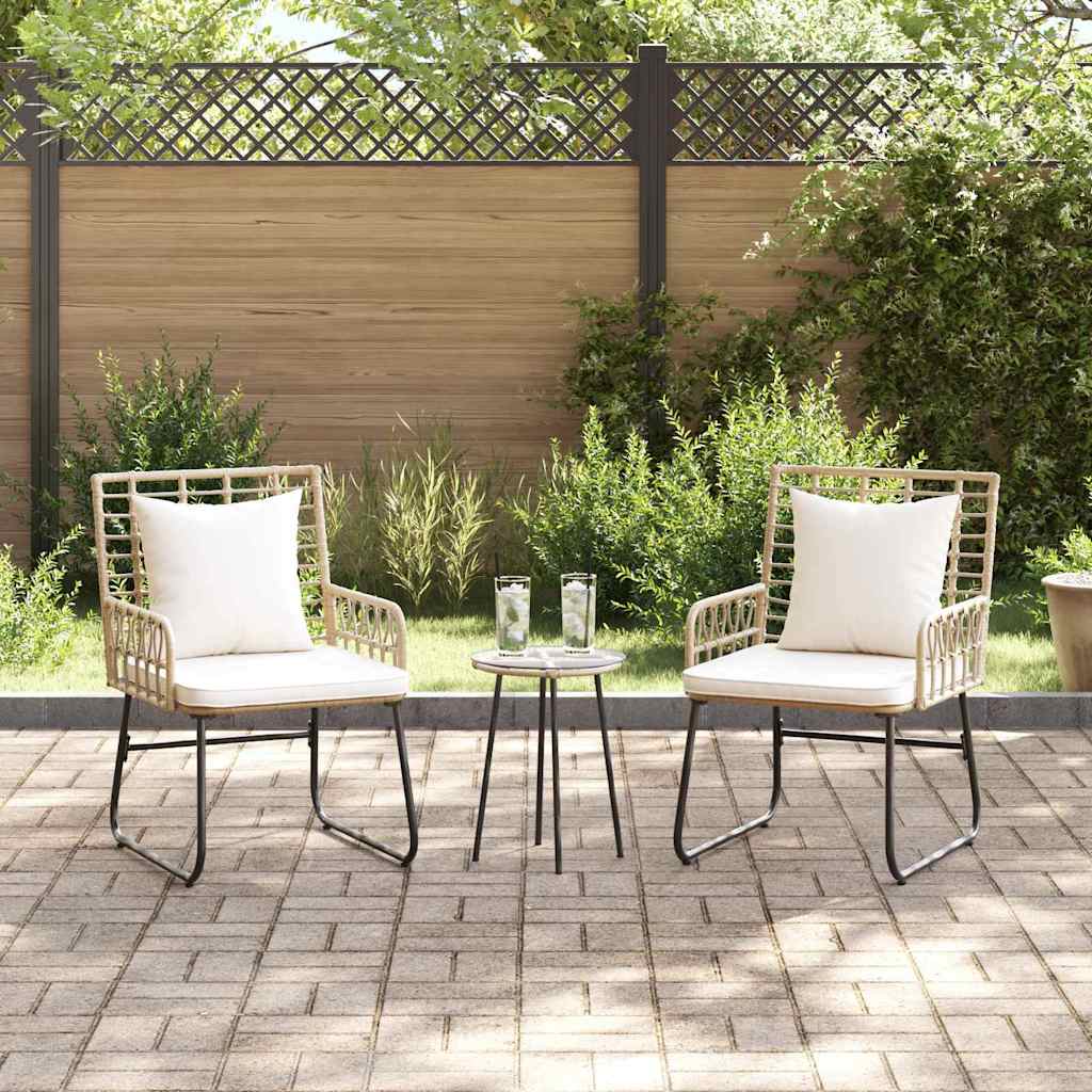 Garden Dining Set 3 Pcs Brown and Cream Poly Rattan