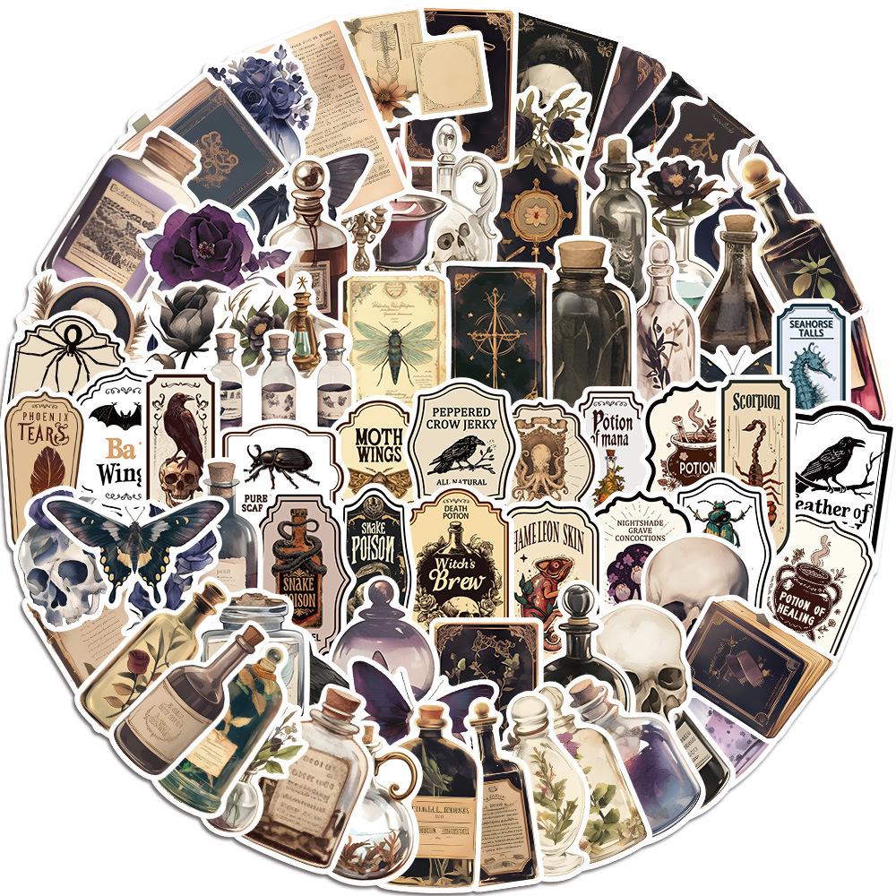 100 Dark Potion Bottle Specimens Graffiti Stickers Decorate Guitar Notebook Suitcase DIY Waterproof