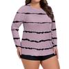 Dame Trykk Stor Størrelse Langermet Badedrakt Soljakke Hurtigtørkende Topp for Fotturer
