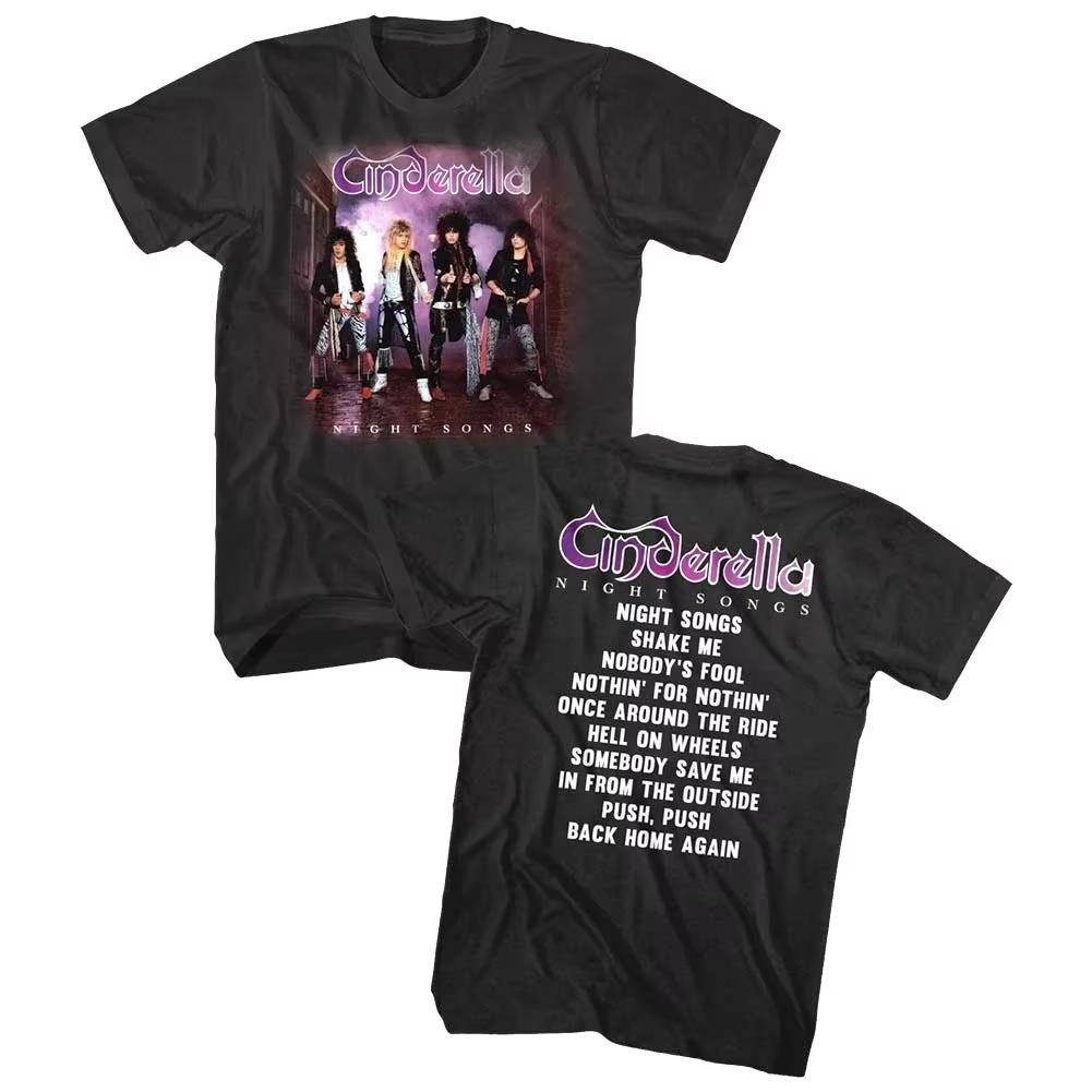 

Cinderella Night Songs Album Cover Art T Shirt 80s Glam Rock Band Merch Unisexs and Womens Same Crew Neck Cotton Tshirt S