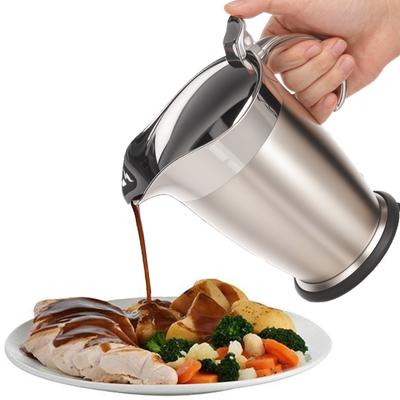 Stainless Steel Gravy Boat 450/750ml Gravy Sauce Jug with Hinged Lid for Family Dinner, Christmas Party Gravy Pitcher