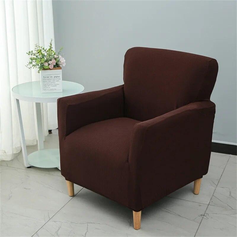 Solid Color Tub Club Armchair Cover Stretch Sloping Arm Back Slipcover Soft Single Small Chair Seater Sofa Covers For Home Club