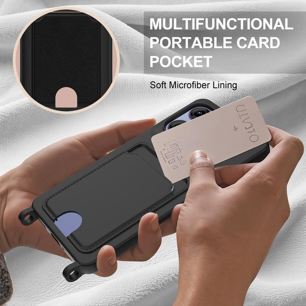 For Motorola Edge 50 Pro 5G Liquid Silicone Case Phone Back Cover with Short Strap