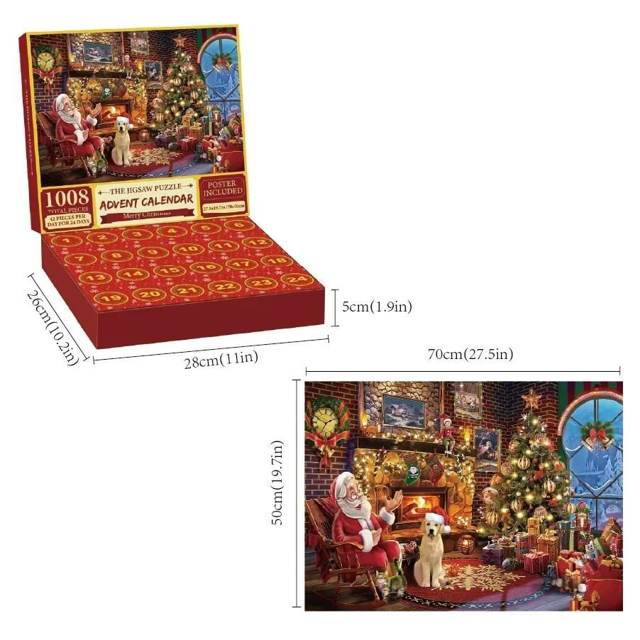 Non-Toxic 1008 Pieces Jigsaw Puzzle Merry Christmas Advent Calendar Merry Christmas Jigsaw Puzzles Holiday Puzzles Toys New Year Gift