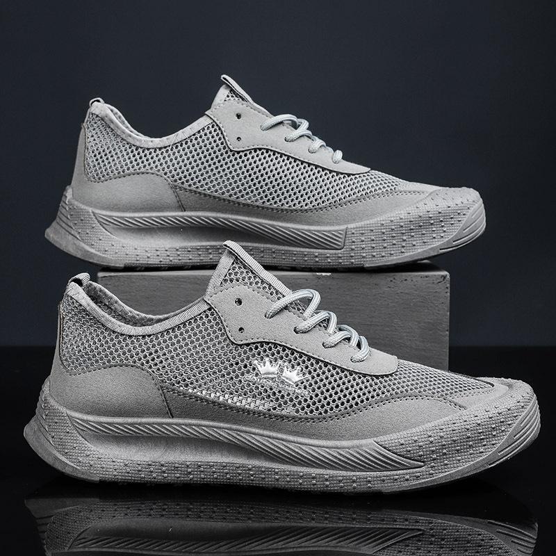 

Мужская повседневная обувь с низким вырезом и дышащей сетчатой ​​поверхностью и противоскользящая мужская спортивная обувь 44 серый