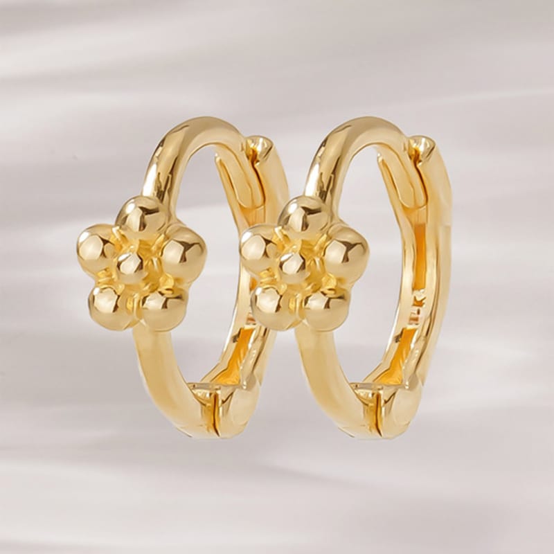 

JEWNEL 14K Kalandiva Ultra Mini Ball Flower Small Ring One-Touch Earrings Earrings (1 pair)