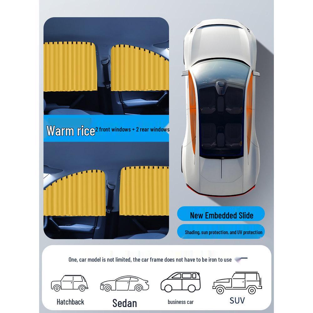 Car Sunshade Privacy Blackout Curtains for Small Vehicles with Mosquito Net