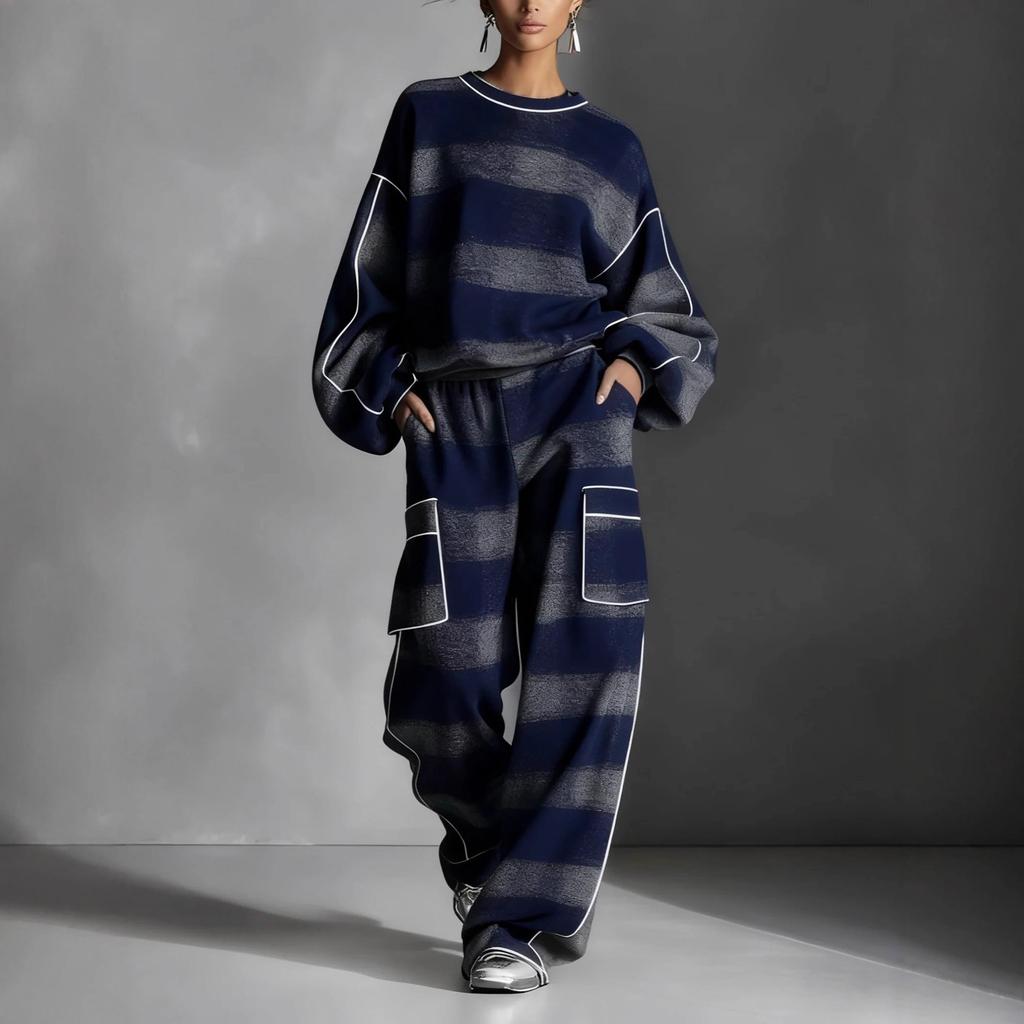 Women's Plaid Vintage Street Style Color-Block Trim Pants Set Spring Summer