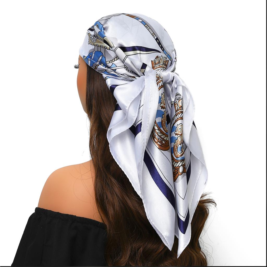 90*90cm Silk Scarf Scarftop Headwraps For Woman Fashion Four Seasons Hair Accessories Hijab Foulard Bandana Femme Headscarf