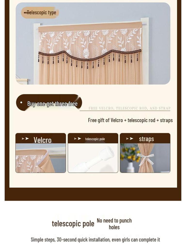 Krajková dvouvrstvá protikomáří závěs na dveře s přepážkou pro soukromí pro všechna roční období