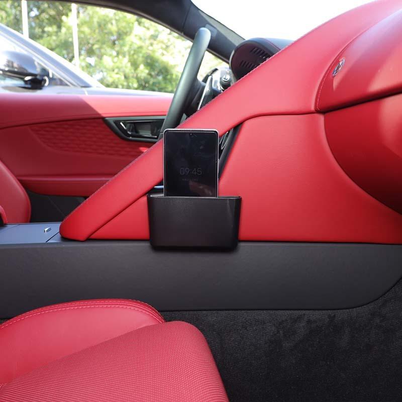 Dla Jaguar F-TYPE 2013-2024 ABS Czarny Boczny Schowek Konsoli Środkowej Wielofunkcyjna Tacka na Telefon Komórkowy Akcesoria Samochodowe