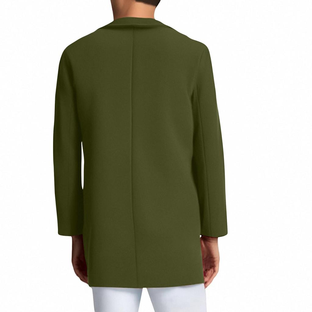 Trench Coat Men Wool Blend Coat Notched Collar Single Breasted Overcoat Business Casual Winter Jacket With Pockets