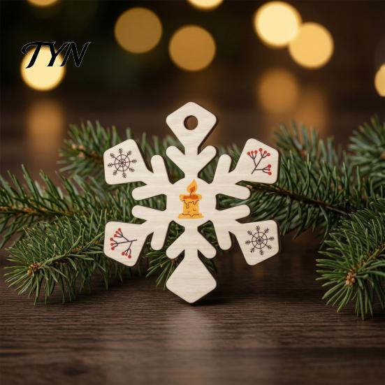 DIY Paintable Wood Crafts 10Pcs 2D Wooden Christmas Ornaments, Blank Craft Hanging Tags, Unfinished Blanks Tree Decorations, Slices for Painting Xmas