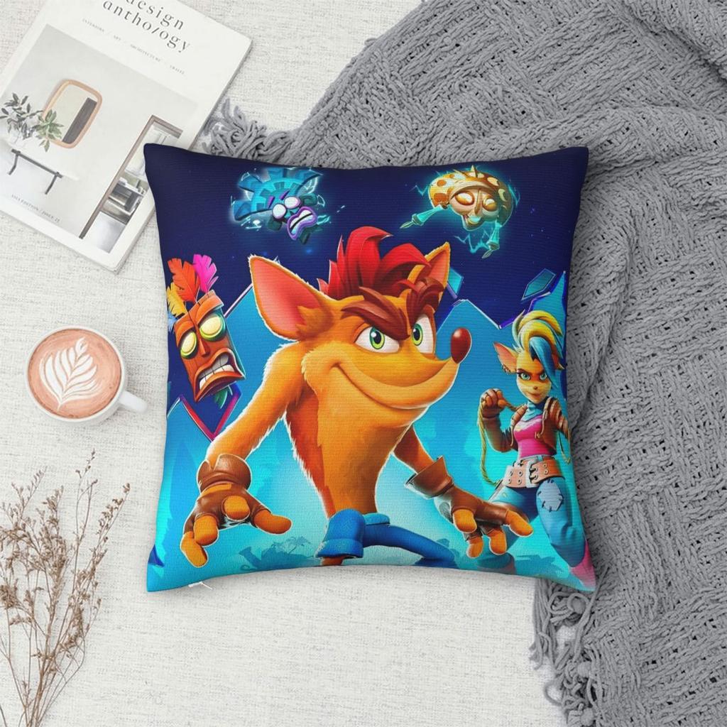 Crashs Bandicoots Cartoon Pillow Covers Stuff Printing Cushion Cover Decoration Video Game Throw Pillow Case Bedroom Multi Size