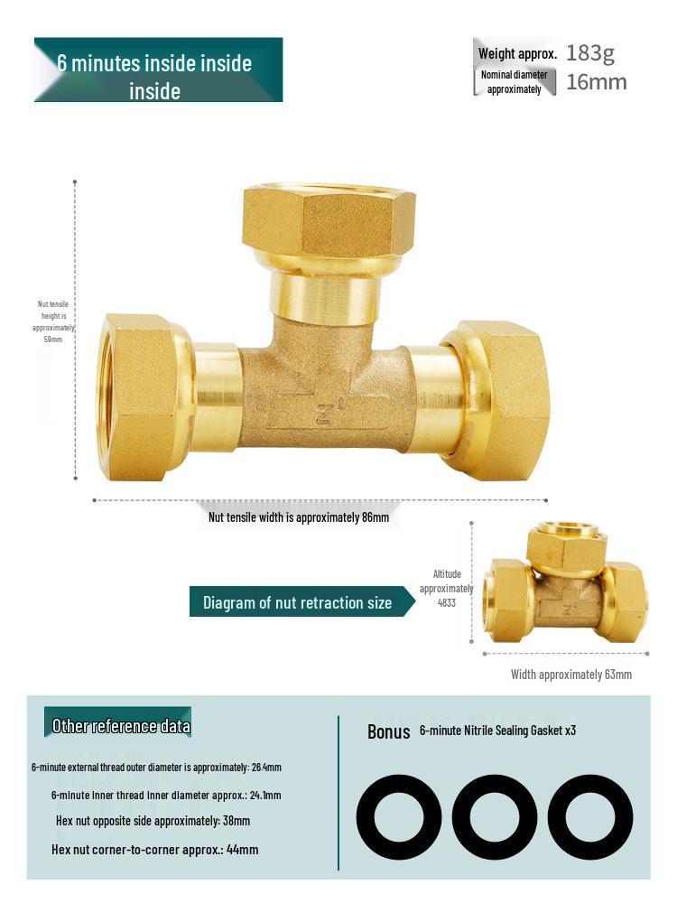 Conector Rápido de Cobre Puro de Gran Caudal Macho/Hembra Tipo Y con Tuerca Móvil Codo Distribuidor de Agua