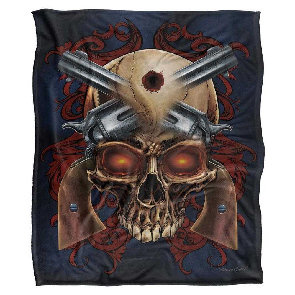 JQ Licensing Silky Skull & Guns Supersoft Blanket