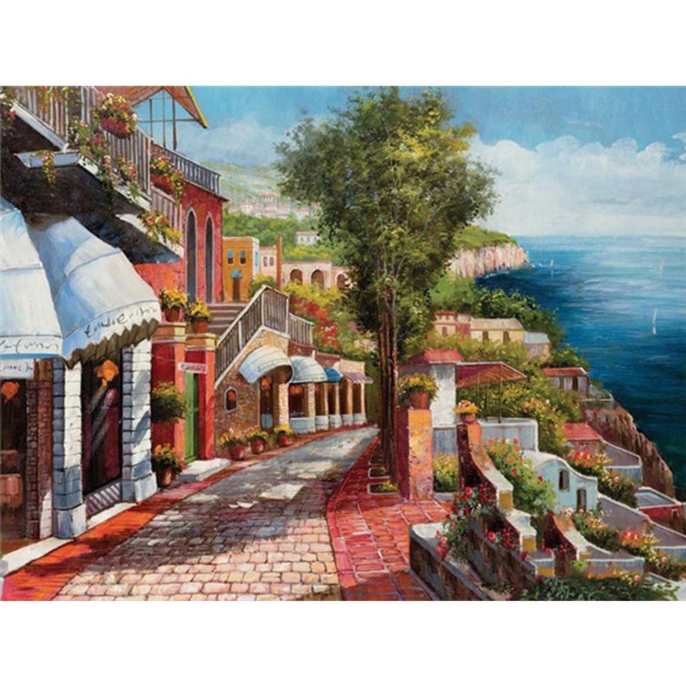 3D Diamond Painting Town Full Square Round Drill Art Rhinestone 5D DIY Diamond Embroidery Landscape Seaside Handmade Gift
