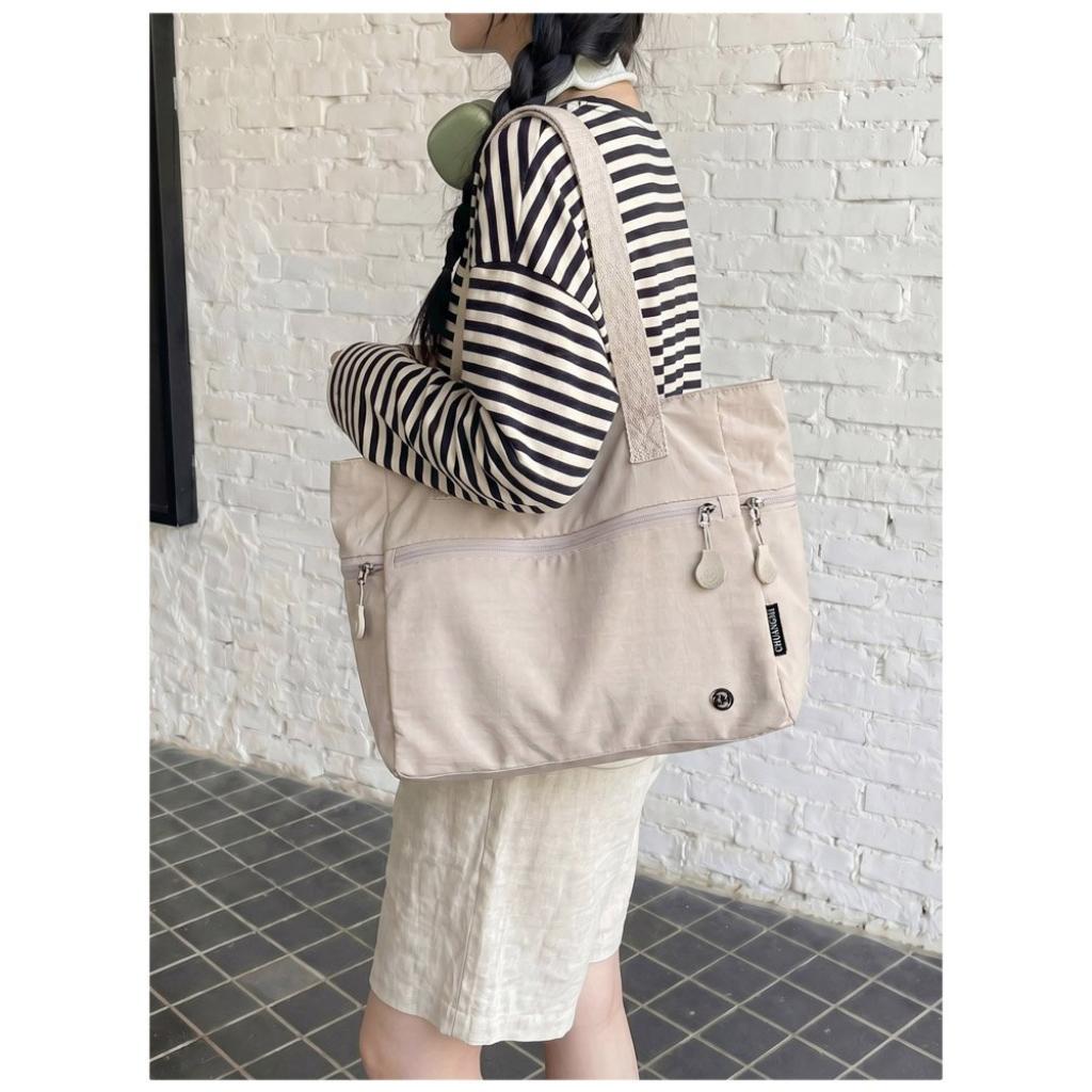Shoulder Bag Women Canvas Multi Compartment Zipper Storage Daily