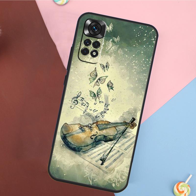 Cool Music Violin Cover For Xiaomi Redmi Note 13 Pro 14 12 11 9 10 9S 10S 11S 12S Redmi 10C 12C 13C 14C Case