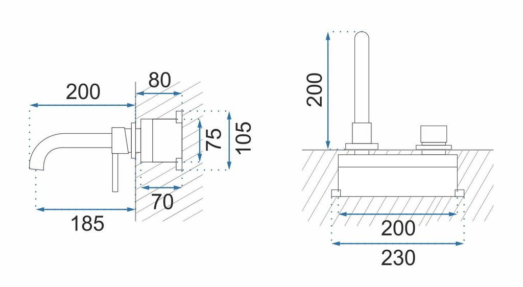 Bateria umywal podtyn lungo long złota szczo + box sku rea-b4109