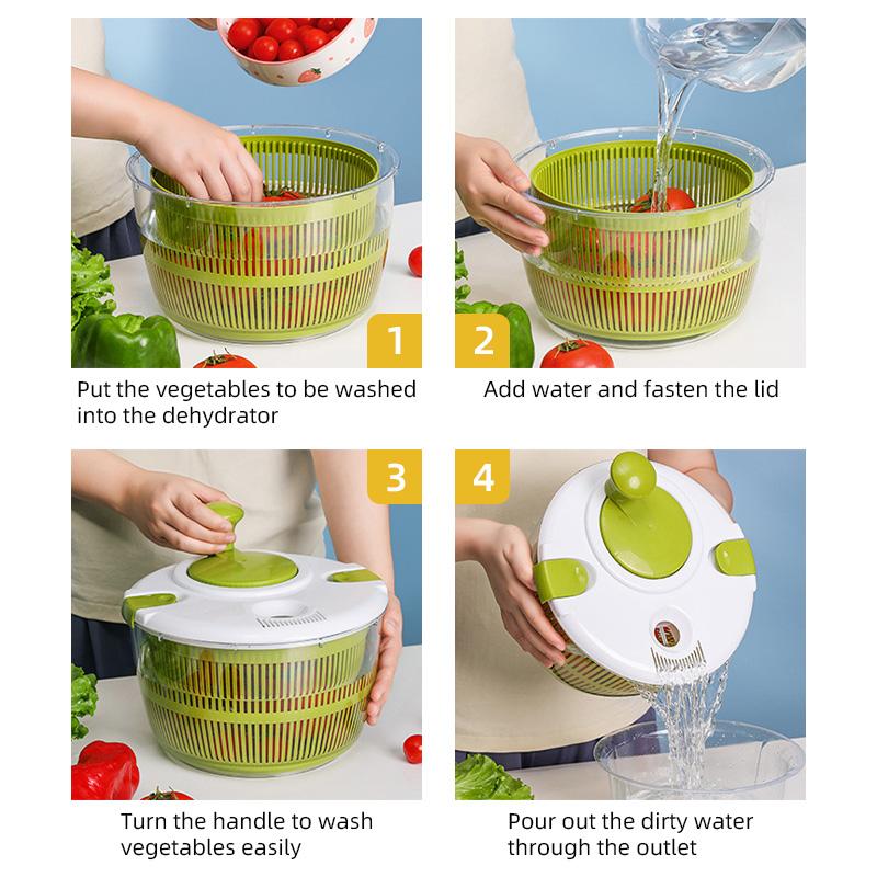 5L Large Salad Spinner Multifunctional Salad Bowl Lettuce Fruit Vegetable Quick Washing Drying Drainer Tools Kitchen Gadgets