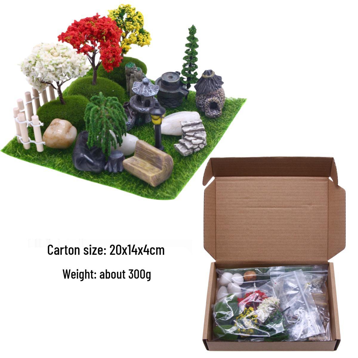 Dollhouse Mini Garden Set: Fence, Trees & Simulated Lawn