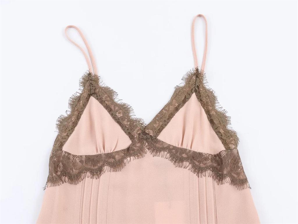 Sweet & Spicy Lace Patchwork Sleeveless Camisole Dress with Contrasting V-Neck Mini Skirt