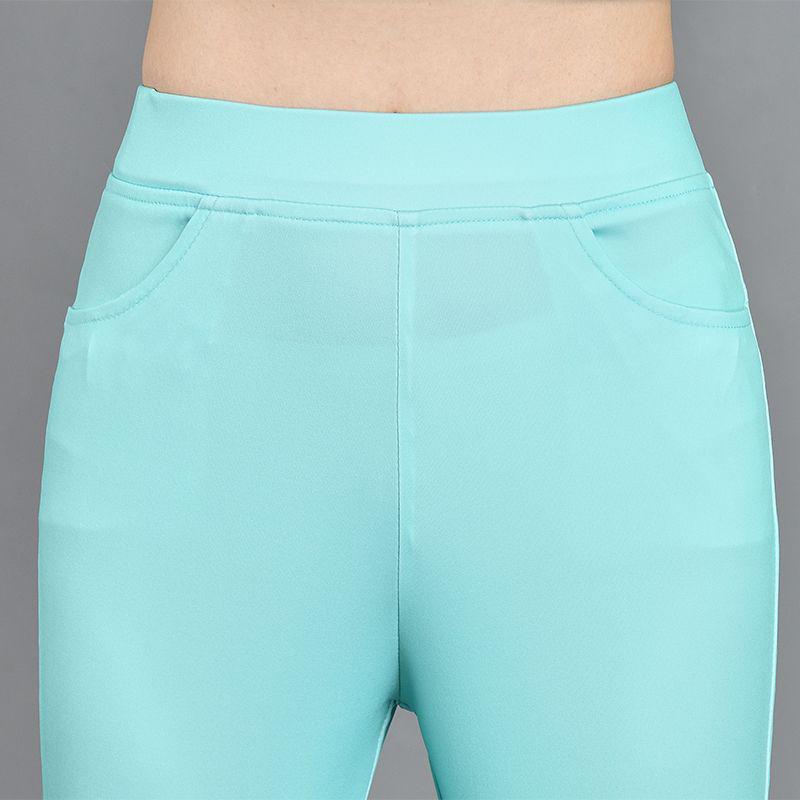 

2024 Women s Trendy Elastic Waist Micro-Flared Summer Pants - Slimming, Stretchy, Fashionable Long Style S under 93 jin светло-зеленый