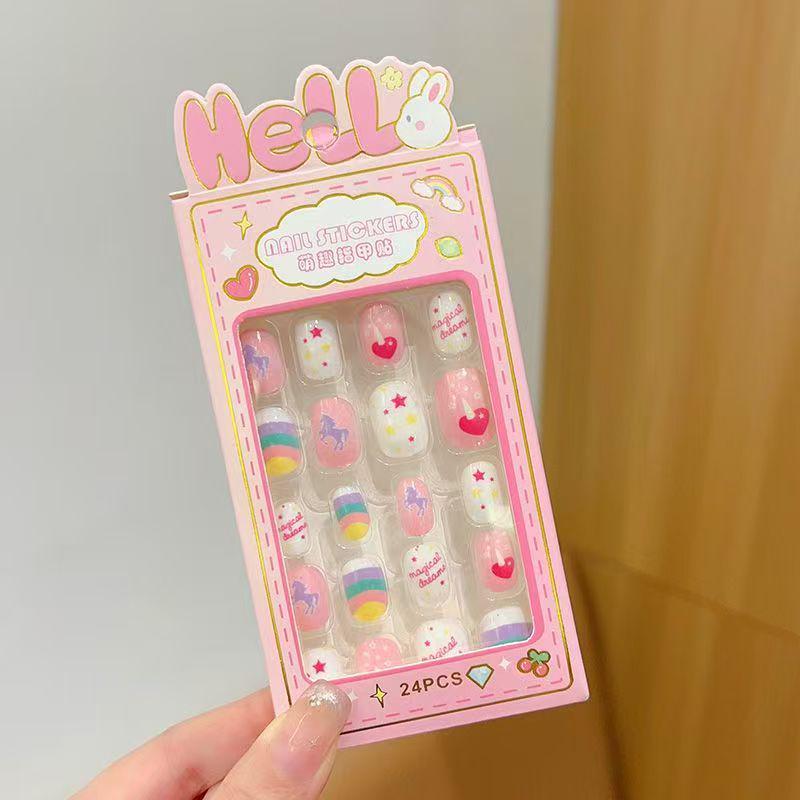 

24 Съемные мультяшные наклейки для ногтей для девочек - Самоклеящиеся наклейки для пальцев