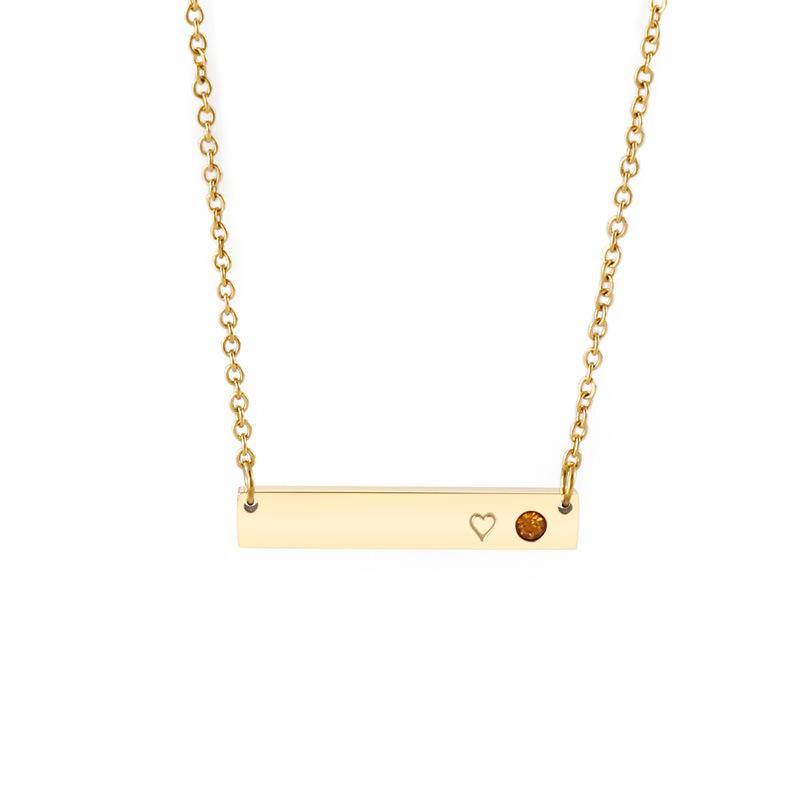 Doğum Taşı Kakmalı Çubuk Kolye Köprücük Kemiği Zinciri ile - Japonya ve Kore'den Kişiselleştirilmiş Takı.