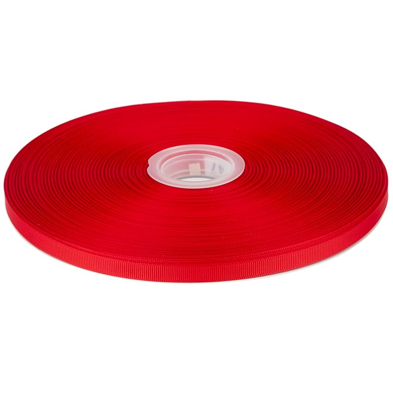 

[Tekdeere]Width 9mm solid red grosgrain ribbon, perfect for gift wrapping, sewing, hair accessories, wedding decorations - 91m/roll