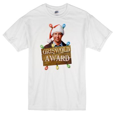 CLARK GRISWOLD AWARD CHEVY CHASE WEIHNACHTSURLAUB FILM WEISSES T-SHIRT