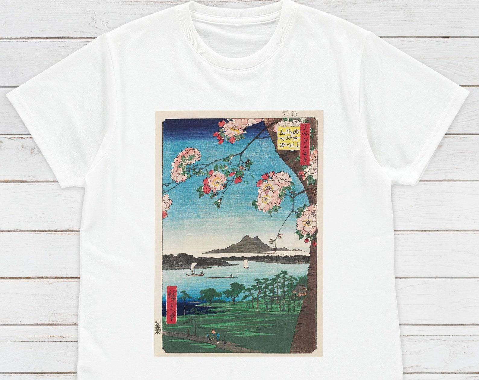 Ukiyo-e Cherry Blossom T-Shirt: Japanese Woodblock Art Tee XL