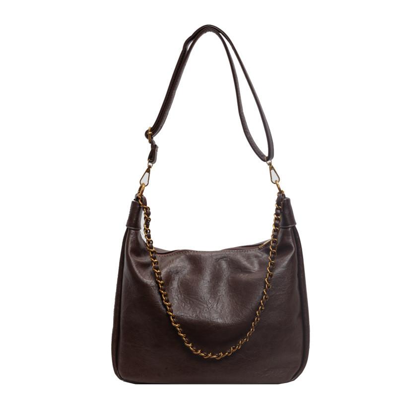 IELGY Texture Retro Large Capacity Tote Bag Fashion Chain Shoulder Fashion Commuter Messenger Bag
