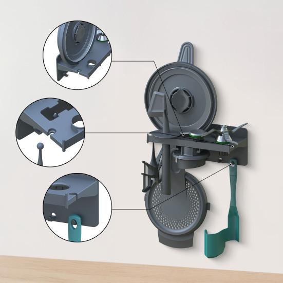 Wall Mount Holder for Thermomix TM6/TM5/TM31 Self-Adhesive Accessories Holder Kitchen Organizer for Thermomix Lid Spatula Measuring Cup