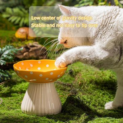 Pet Food Basin Birdbath Ceramic Cat Bowl Raised Tilted Puppy Feeding Supplies For Anti-black Chin Natural And Comfortable Eating