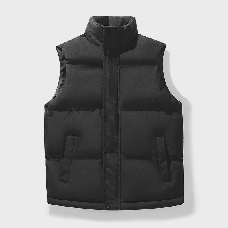 2024 Men's Trendy Solid Color Stand-up Collar Waistcoat: Warm and Casual Autumn/Winter Vest