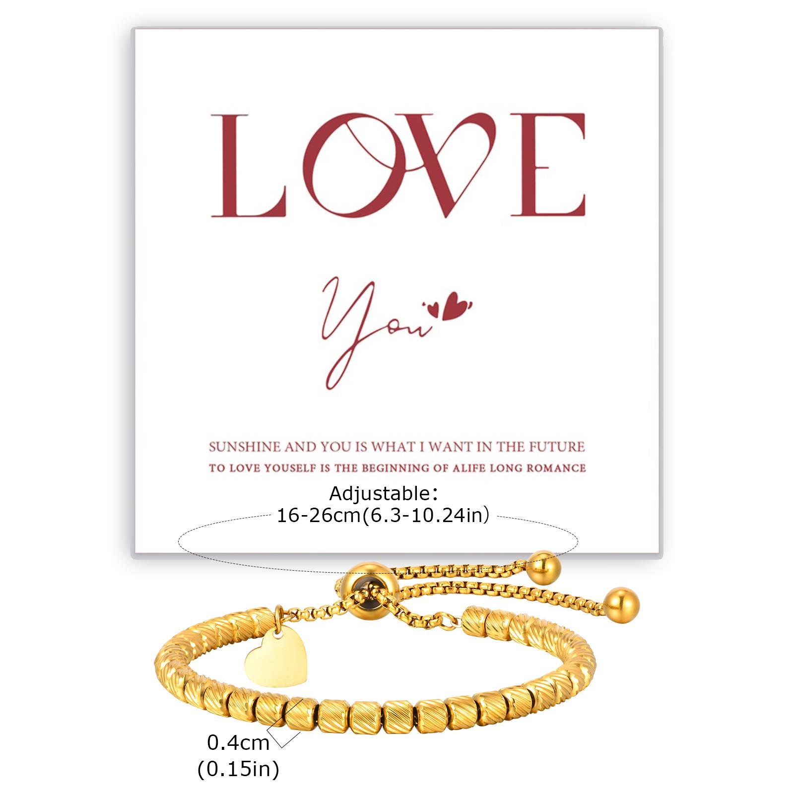 

Vnox Stainless Steel Heart Bead Couple Bracelets for Men Women, 16-26cm Adjustable Length Simple Classic Valentine s Day Gifts