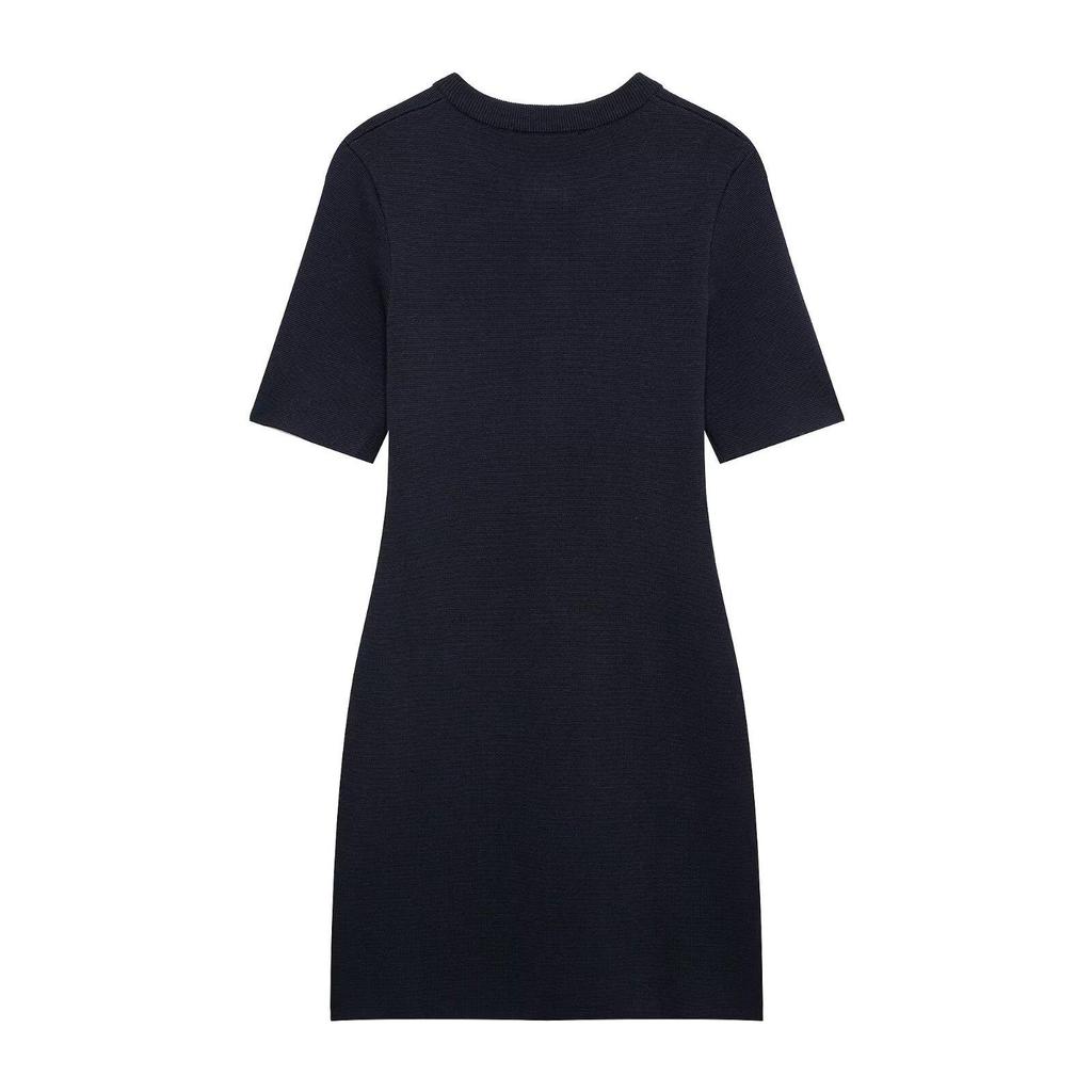 2025 Spring Women's Slim-Fit Knitted Mini Dress with Button Details
