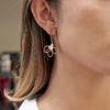 Yori Imitation Pearl Lily Openwork Stainless Steel Earrings For Women Exquisite Fashion Metal Texture Geometric Earrings Gift