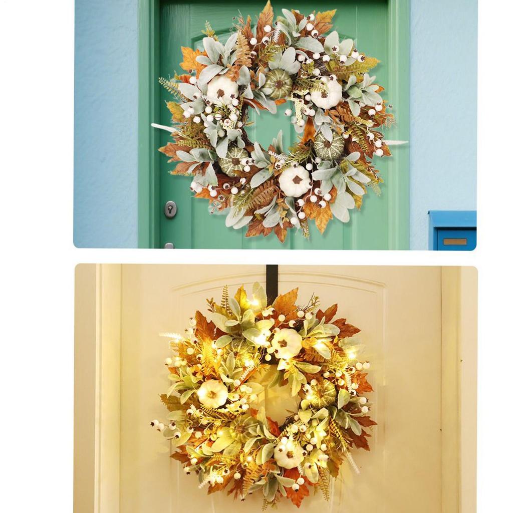 Fall Door Wreath Fall Halloween Wreath With Pumpkin Artificial Home Decor Thanksgiving Decorations For Farmhouse Holiday Harvest