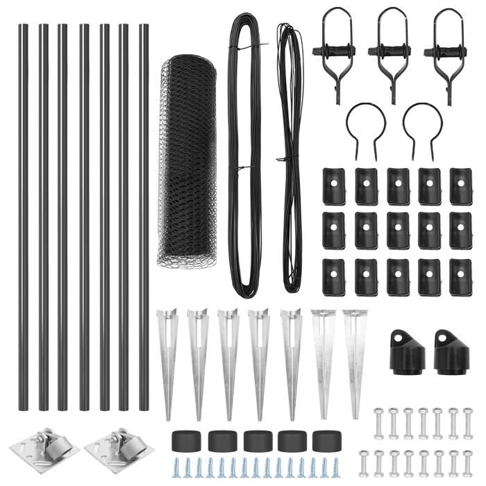 Clôture hexagonale vidaXL Grise 0.6x10 m Acier 3353192