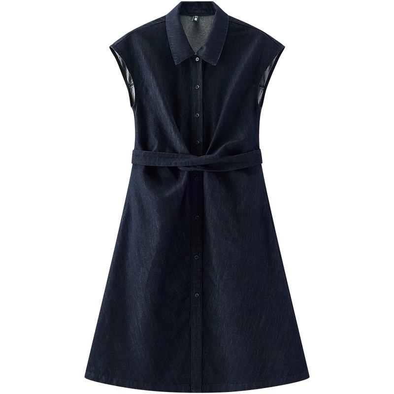 Semir Women s Denim Midi Dress with Bow Twist Waist S