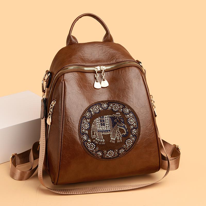 Luxury Brand Women’s Backpack High Quality PU Leather Retro Style Backpacks Fashion Large Capacity Leisure Travel Girls Backpack