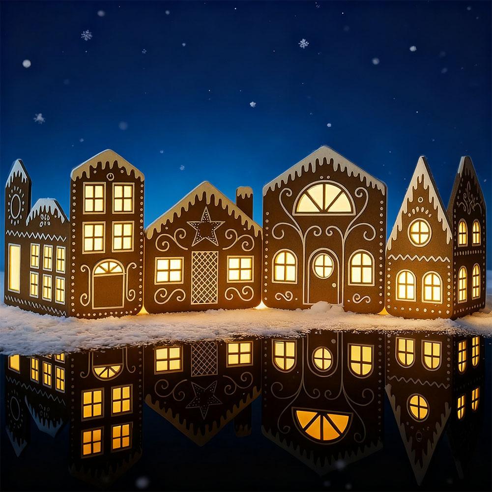 2pcs Christmas Gingerbread House Cardboard Kit Reusable, Glue Free And Easy To Assemble Parent Child DIY Interactive Props