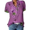 Women's Fashion Printed V-neck Short Sleeve Blouse, 10 Colors 8 Sizes Available Casual Summer Top