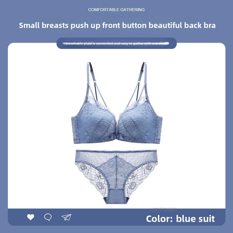 Summer Backless Front Closure Bra, Small Bust Push Up Side Gathering Trending Low Back Women Bra